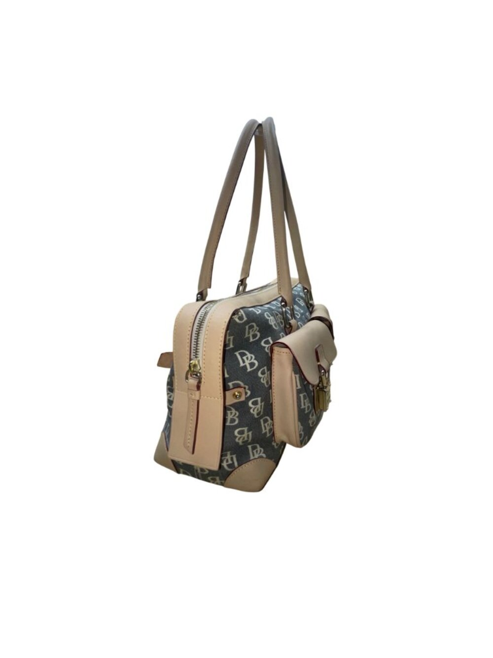 Dooney & Bourke Women’s Beige & Gray Monogram Leather Logo Pocket Tote Bag image 2